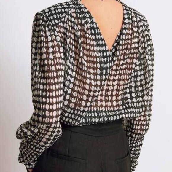 ba&sh Baldwin Printed V Back Blouse NWT - Picture 2 of 9